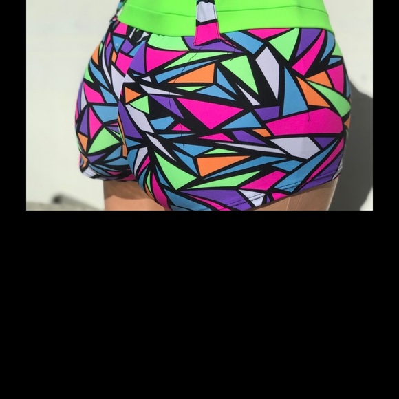 Raver overalls retro 80’s Malibu Barbie stretchy shorts jumpsuit festival romper - Picture 8 of 11